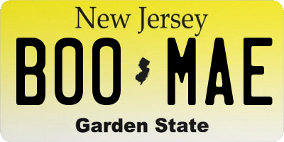 NJ license plate B00MAE