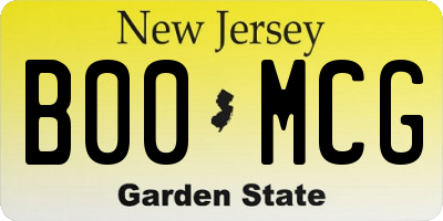 NJ license plate B00MCG