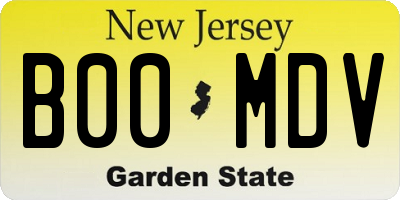 NJ license plate B00MDV