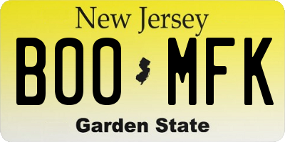 NJ license plate B00MFK