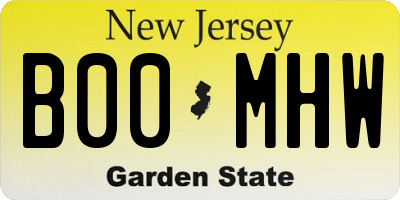 NJ license plate B00MHW