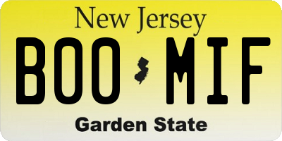 NJ license plate B00MIF