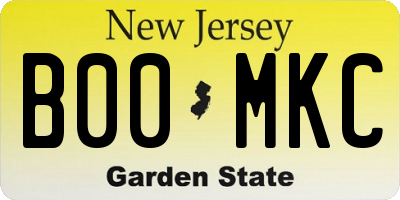 NJ license plate B00MKC