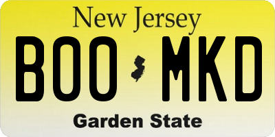 NJ license plate B00MKD