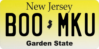 NJ license plate B00MKU