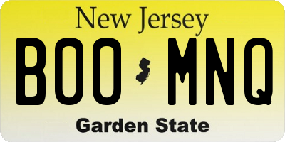 NJ license plate B00MNQ