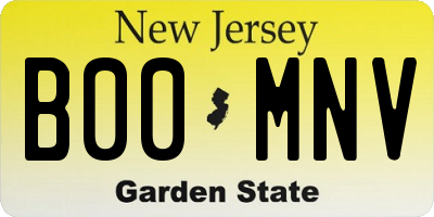 NJ license plate B00MNV