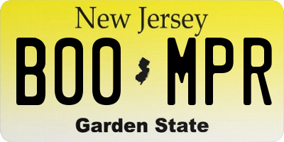 NJ license plate B00MPR