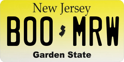 NJ license plate B00MRW