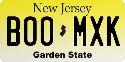 NJ license plate B00MXK