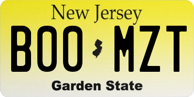 NJ license plate B00MZT