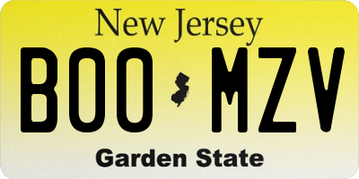 NJ license plate B00MZV