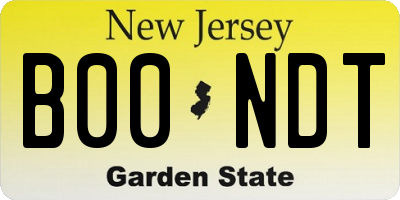 NJ license plate B00NDT
