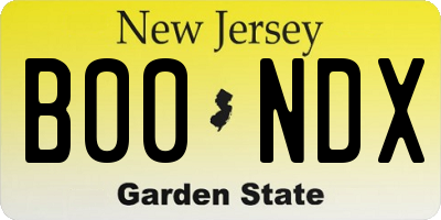 NJ license plate B00NDX