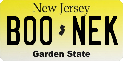 NJ license plate B00NEK