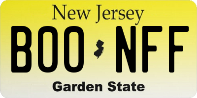NJ license plate B00NFF