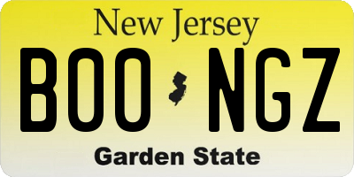 NJ license plate B00NGZ