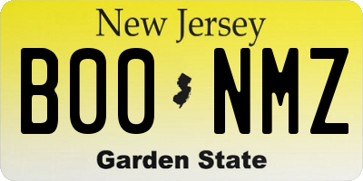 NJ license plate B00NMZ