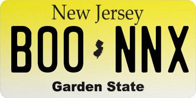 NJ license plate B00NNX