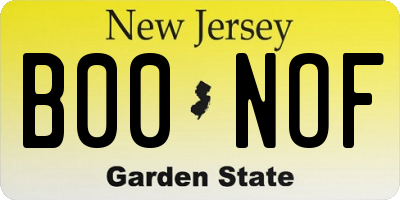 NJ license plate B00NOF