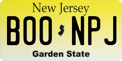 NJ license plate B00NPJ