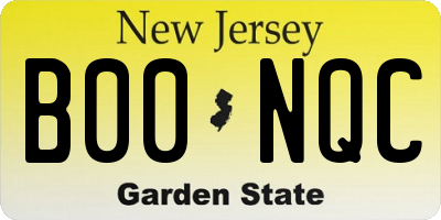 NJ license plate B00NQC