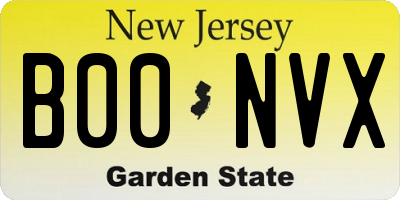NJ license plate B00NVX