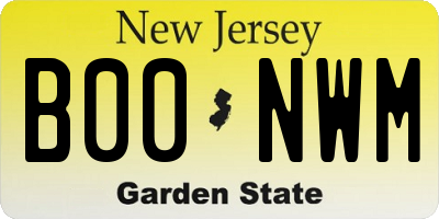NJ license plate B00NWM