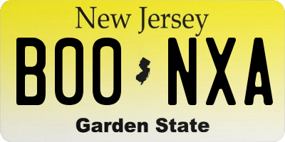 NJ license plate B00NXA