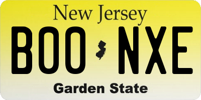 NJ license plate B00NXE