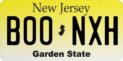 NJ license plate B00NXH