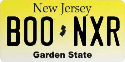 NJ license plate B00NXR