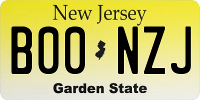 NJ license plate B00NZJ