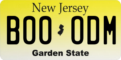 NJ license plate B00ODM