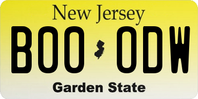 NJ license plate B00ODW