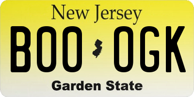NJ license plate B00OGK