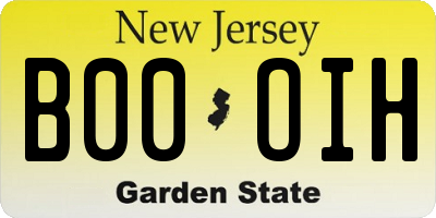 NJ license plate B00OIH