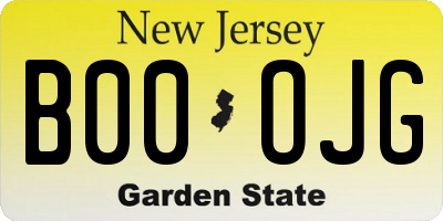 NJ license plate B00OJG