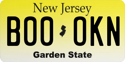 NJ license plate B00OKN