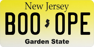 NJ license plate B00OPE