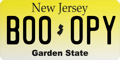 NJ license plate B00OPY