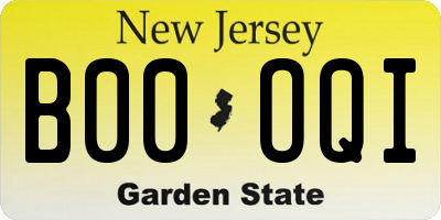 NJ license plate B00OQI