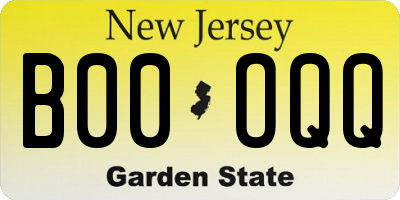 NJ license plate B00OQQ