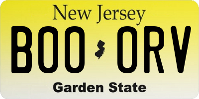 NJ license plate B00ORV