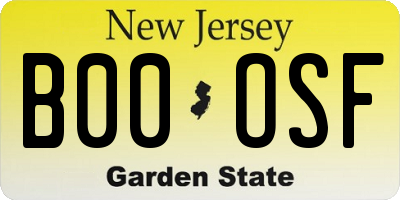 NJ license plate B00OSF