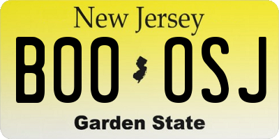 NJ license plate B00OSJ