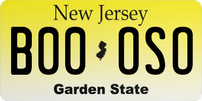 NJ license plate B00OSO