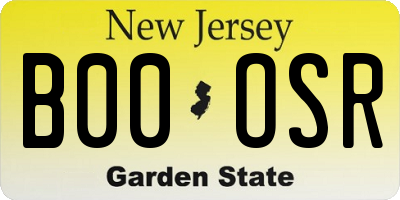 NJ license plate B00OSR