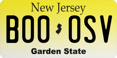NJ license plate B00OSV