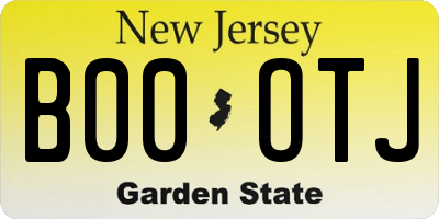 NJ license plate B00OTJ